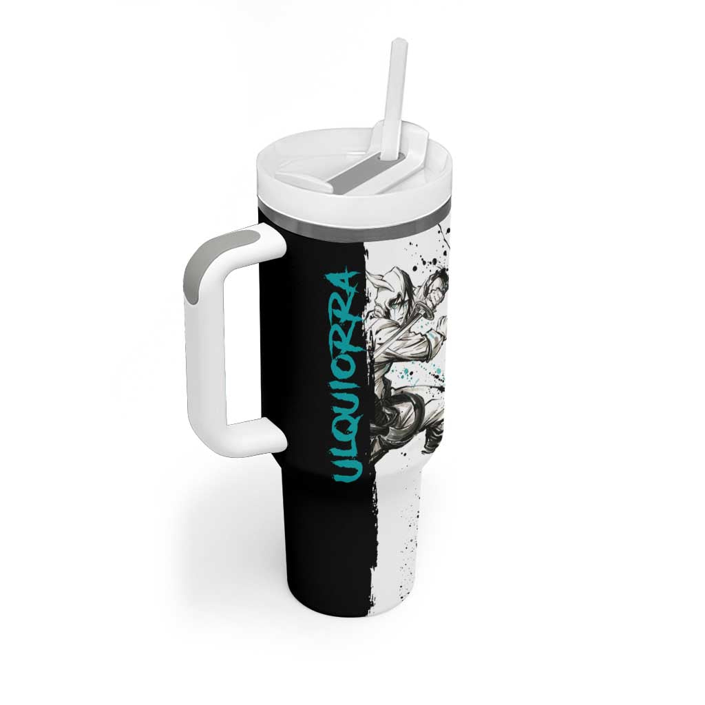 Personalized Ulquiorra Cifer Tumbler With Handle Ink Splash Anime Brush Style