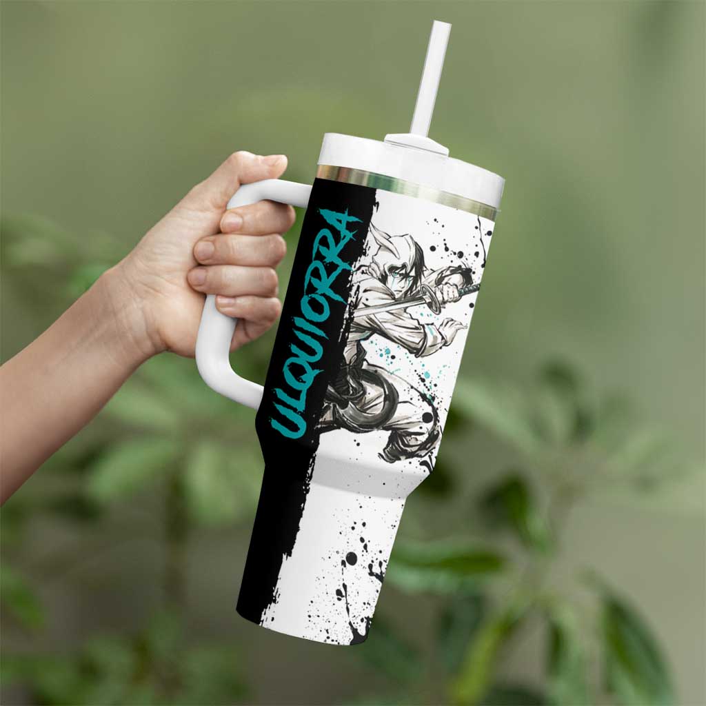 Personalized Ulquiorra Cifer Tumbler With Handle Ink Splash Anime Brush Style