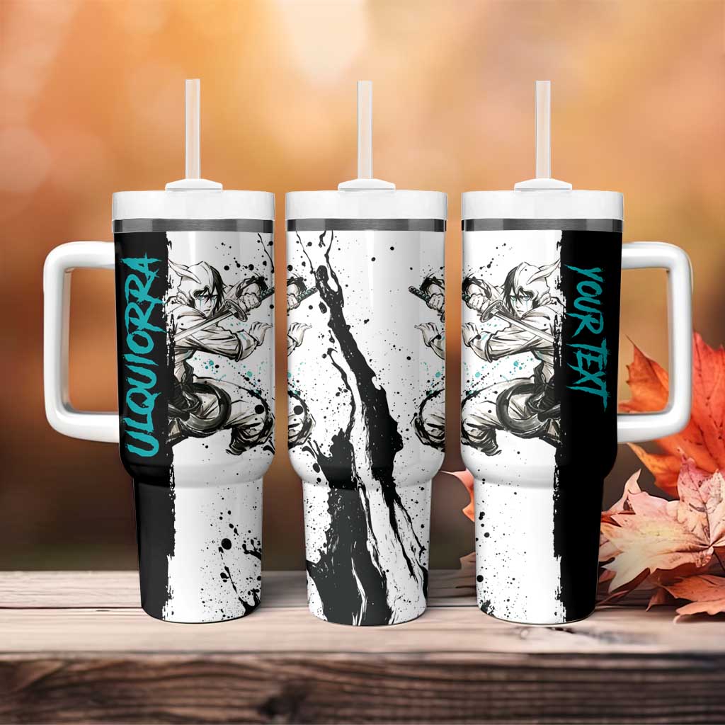 Personalized Ulquiorra Cifer Tumbler With Handle Ink Splash Anime Brush Style