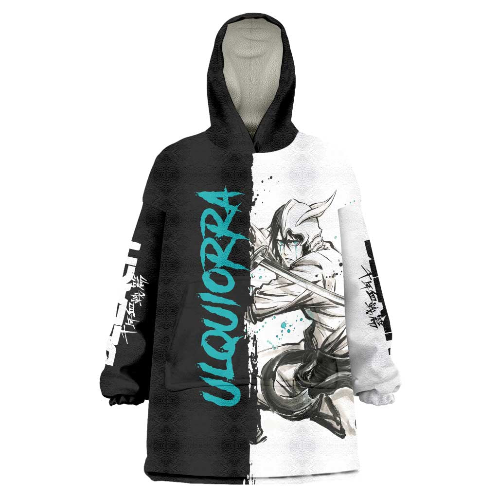 Personalized Ulquiorra Cifer Wearable Blanket Hoodie Ink Splash Anime Brush Style