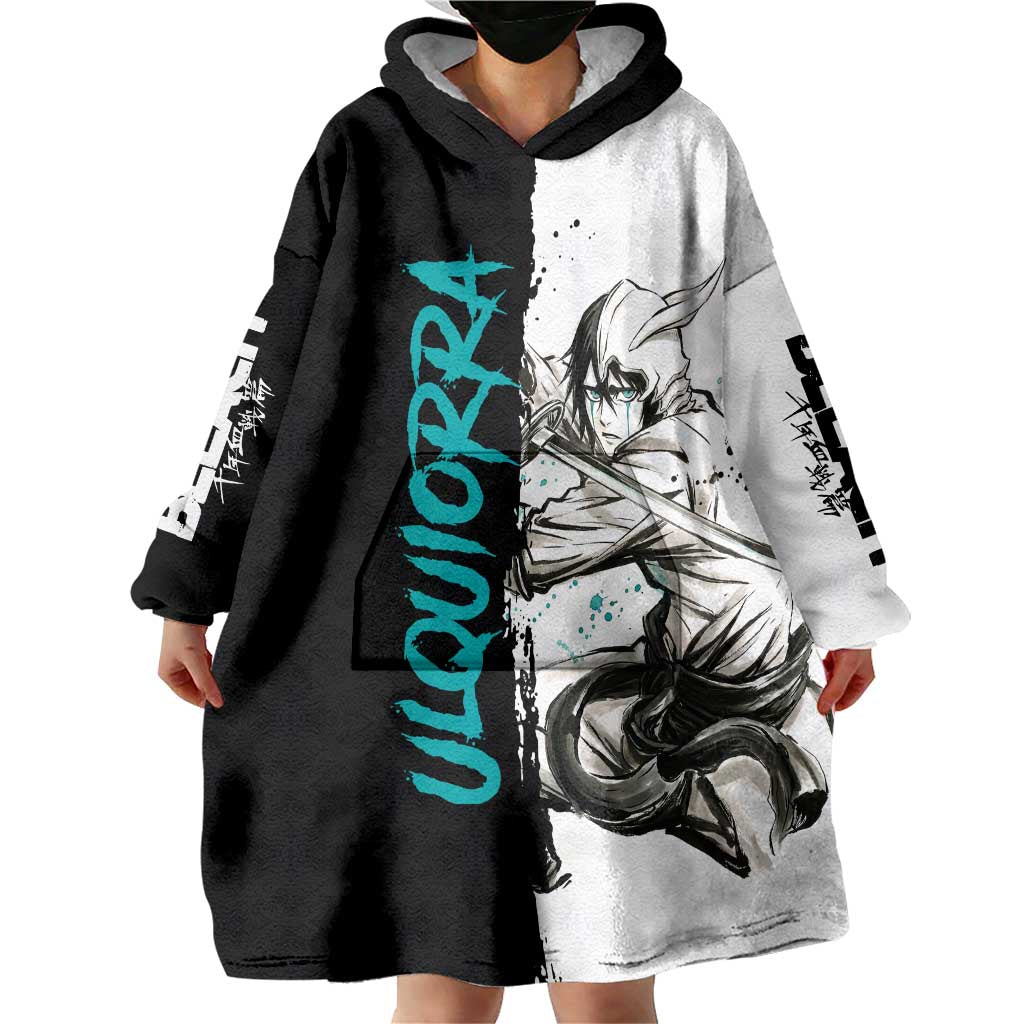 Personalized Ulquiorra Cifer Wearable Blanket Hoodie Ink Splash Anime Brush Style