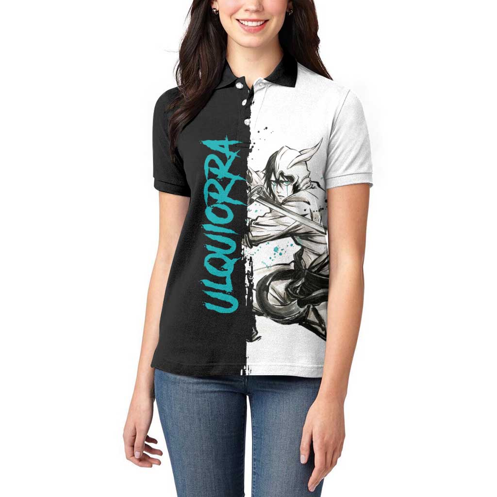 Personalized Ulquiorra Cifer Women Polo Shirt Ink Splash Anime Brush Style
