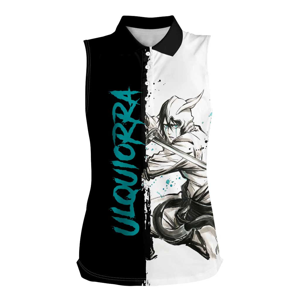 Personalized Ulquiorra Cifer Women Sleeveless Polo Shirt Ink Splash Anime Brush Style