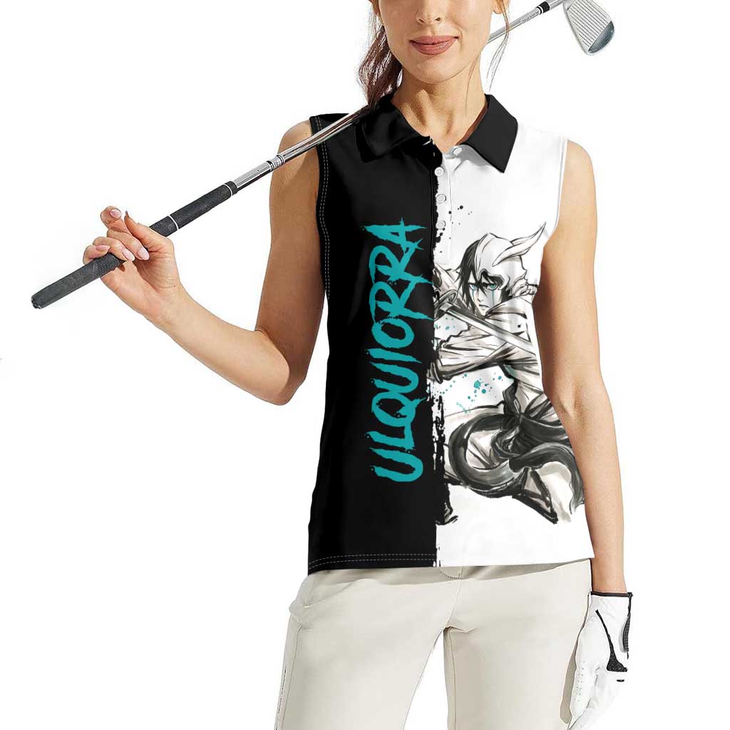Personalized Ulquiorra Cifer Women Sleeveless Polo Shirt Ink Splash Anime Brush Style