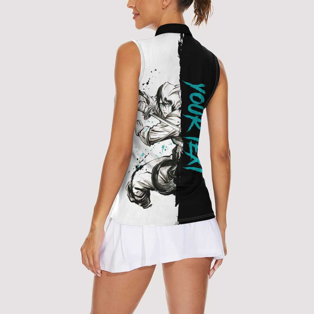 Personalized Ulquiorra Cifer Women Sleeveless Polo Shirt Ink Splash Anime Brush Style