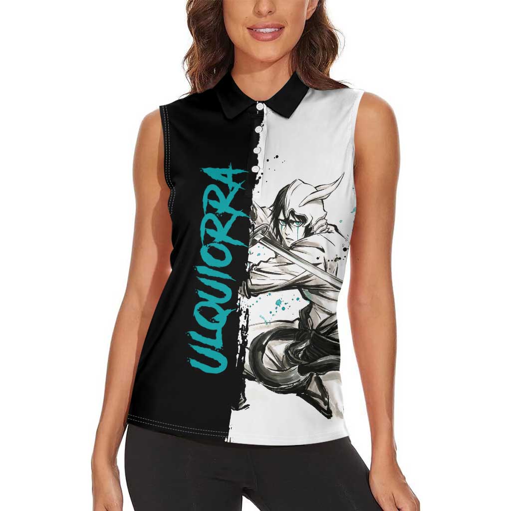 Personalized Ulquiorra Cifer Women Sleeveless Polo Shirt Ink Splash Anime Brush Style