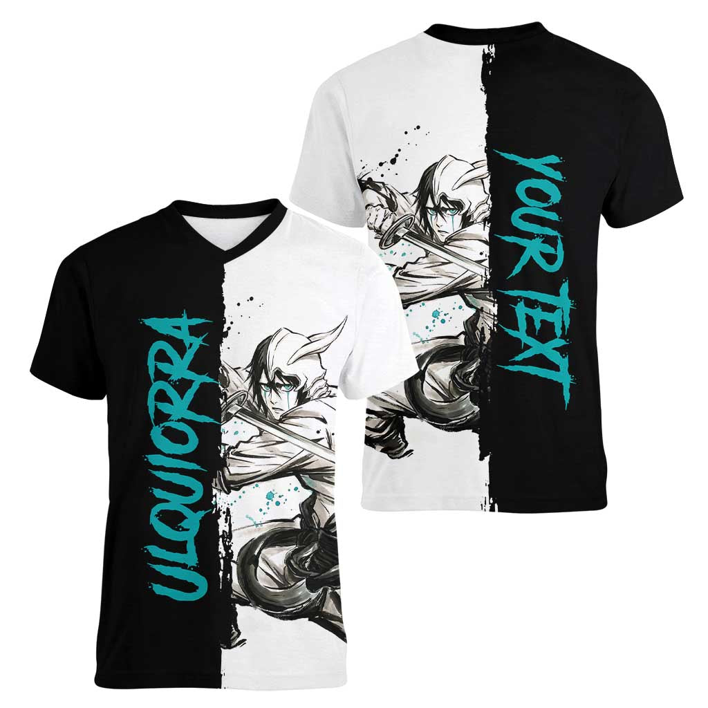 Personalized Ulquiorra Cifer Women V-Neck T-Shirt Ink Splash Anime Brush Style
