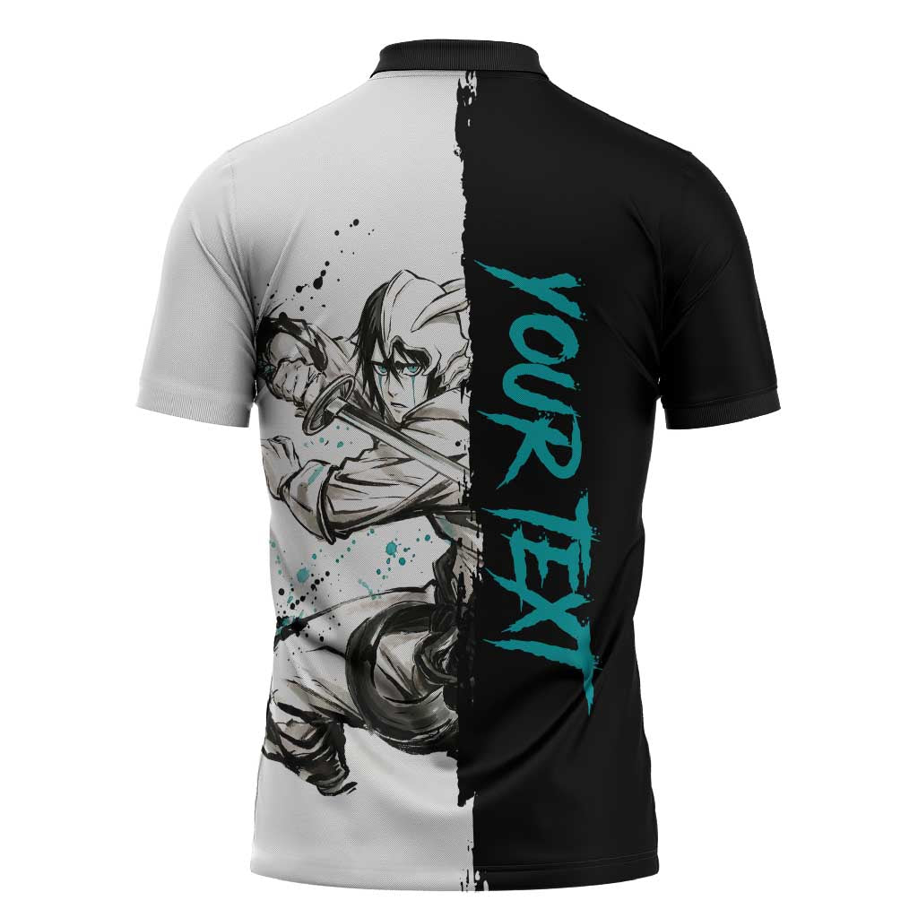 Personalized Ulquiorra Cifer Zipper Polo Shirt Ink Splash Anime Brush Style