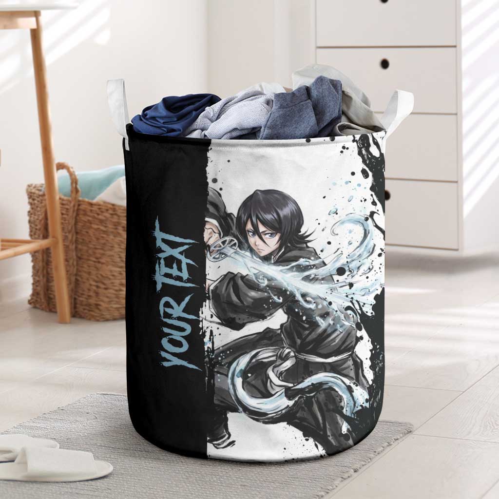 Personalized Rukia Kuchiki Laundry Basket Ink Splash Anime Brush Style