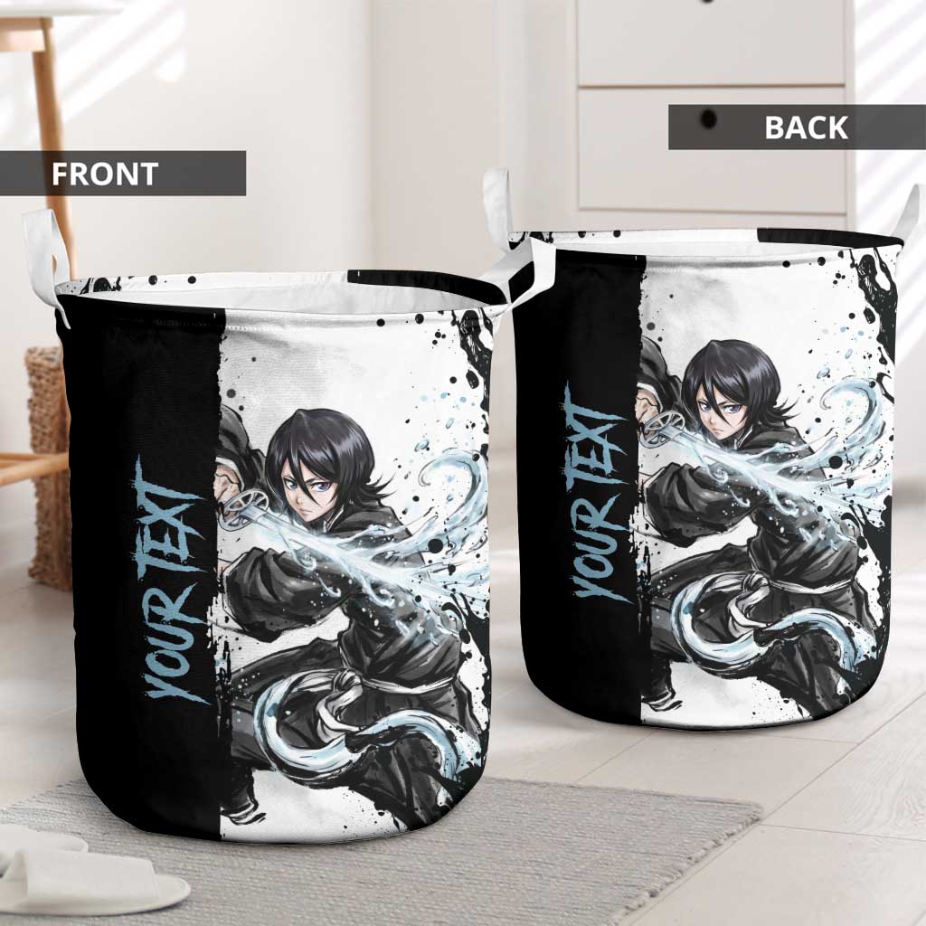 Personalized Rukia Kuchiki Laundry Basket Ink Splash Anime Brush Style