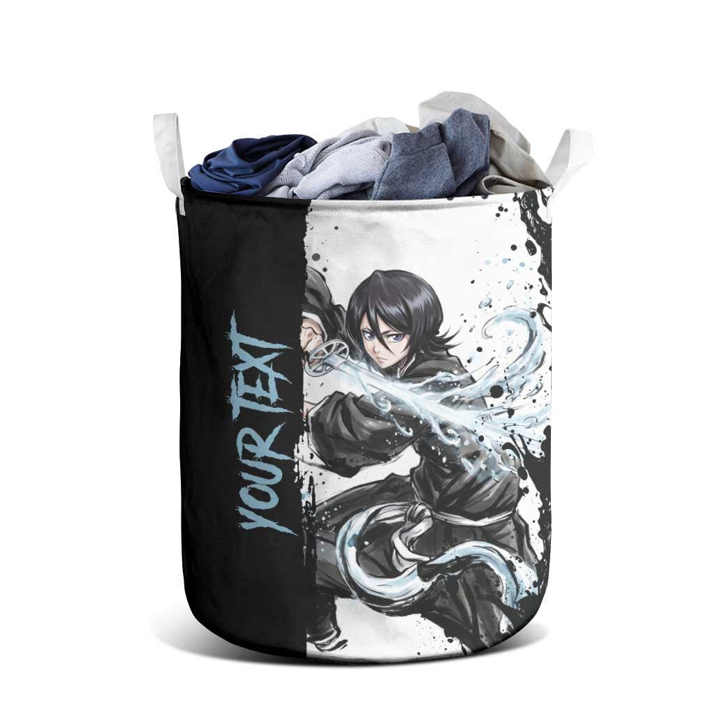 Personalized Rukia Kuchiki Laundry Basket Ink Splash Anime Brush Style