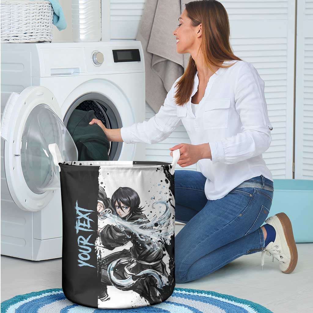 Personalized Rukia Kuchiki Laundry Basket Ink Splash Anime Brush Style
