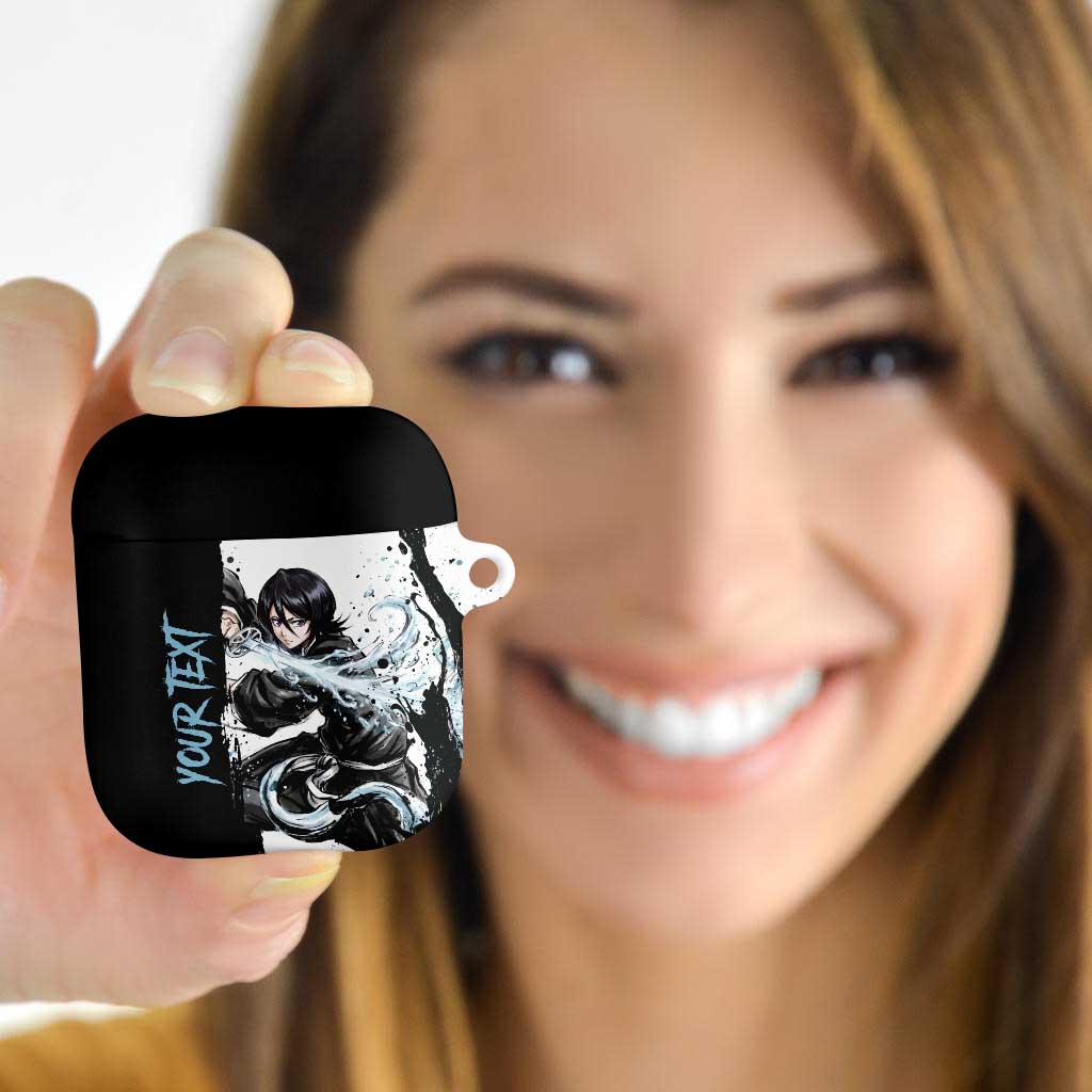 Personalized Rukia Kuchiki AirPods Case Ink Splash Anime Brush Style