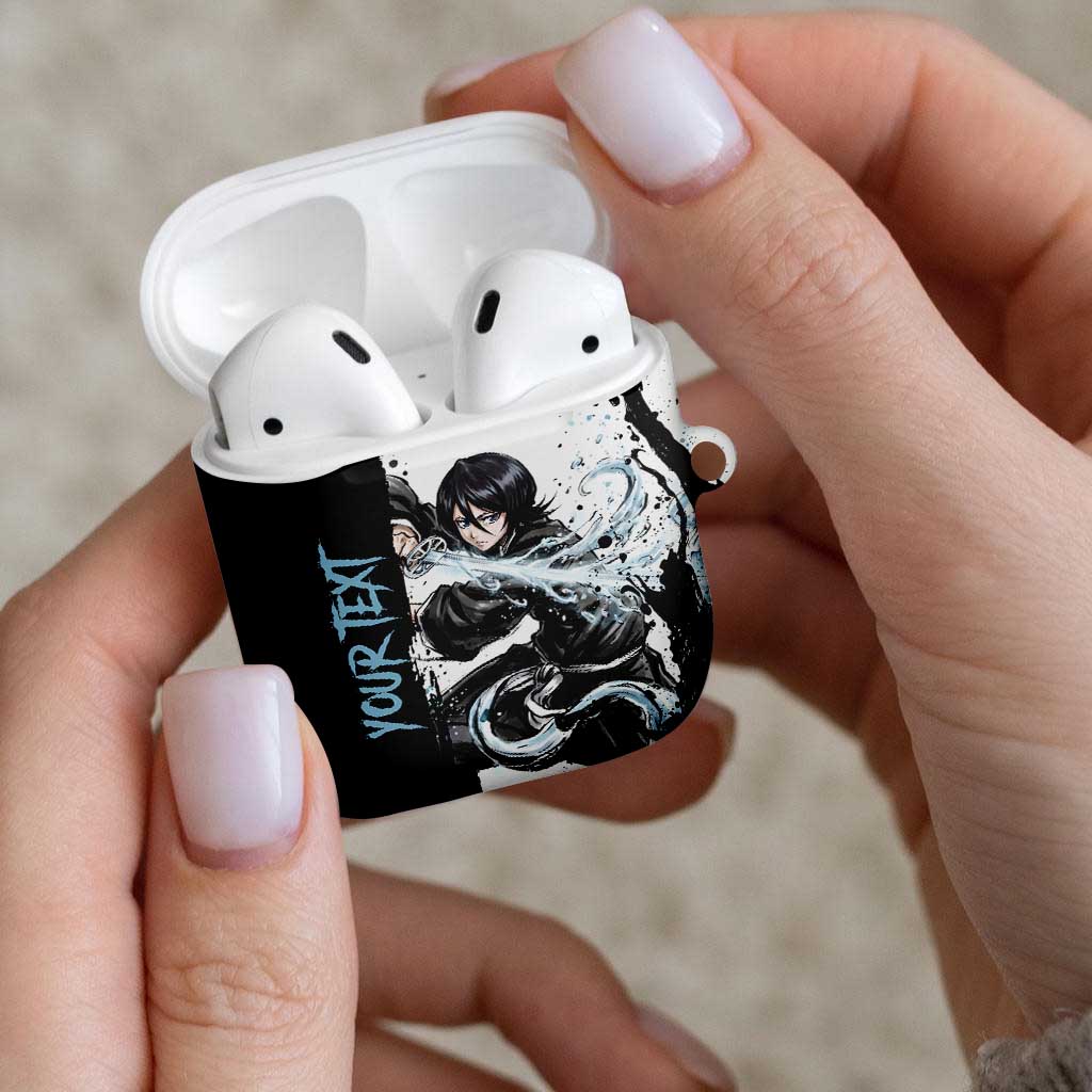 Personalized Rukia Kuchiki AirPods Case Ink Splash Anime Brush Style