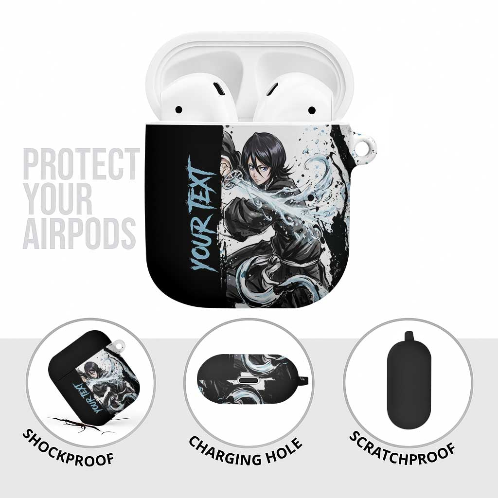 Personalized Rukia Kuchiki AirPods Case Ink Splash Anime Brush Style