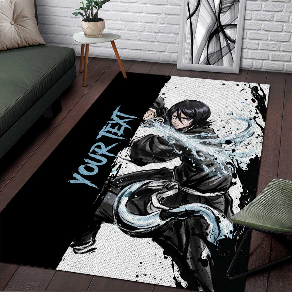 Personalized Rukia Kuchiki Area Rug Ink Splash Anime Brush Style