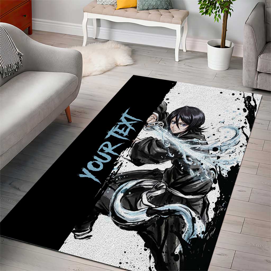 Personalized Rukia Kuchiki Area Rug Ink Splash Anime Brush Style