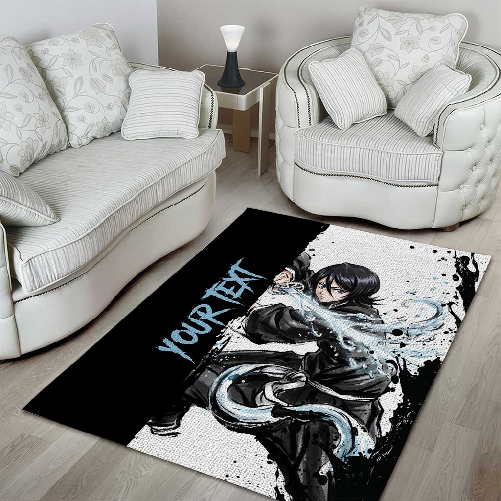 Personalized Rukia Kuchiki Area Rug Ink Splash Anime Brush Style