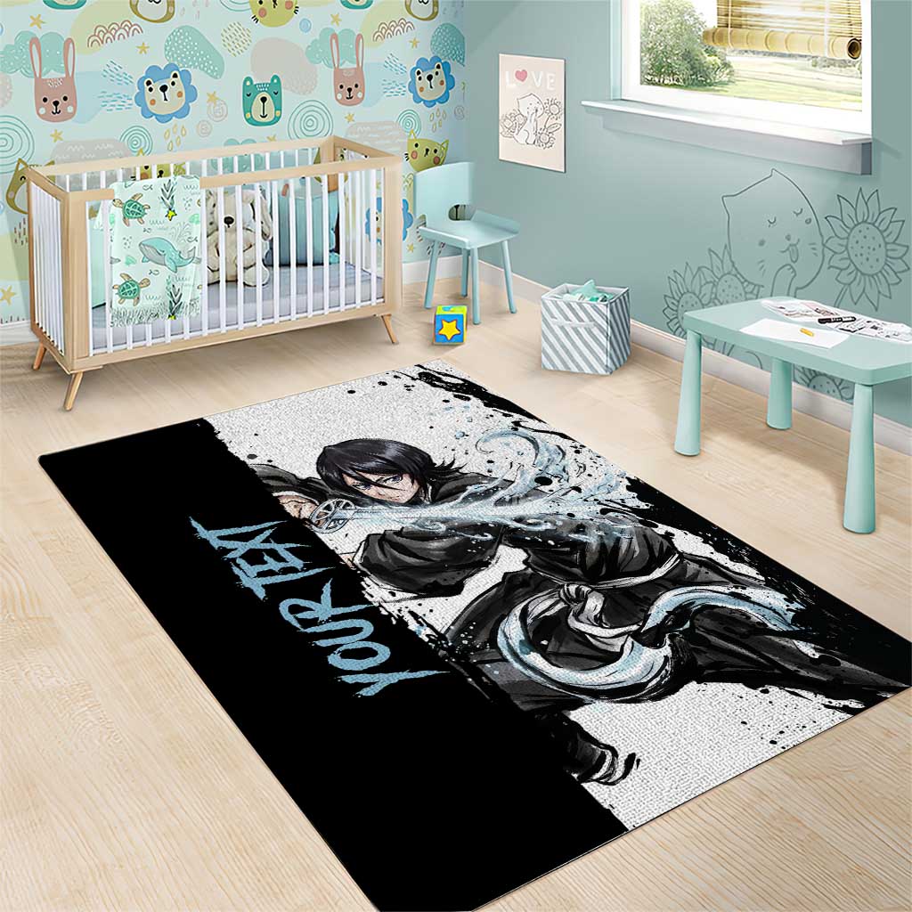Personalized Rukia Kuchiki Area Rug Ink Splash Anime Brush Style