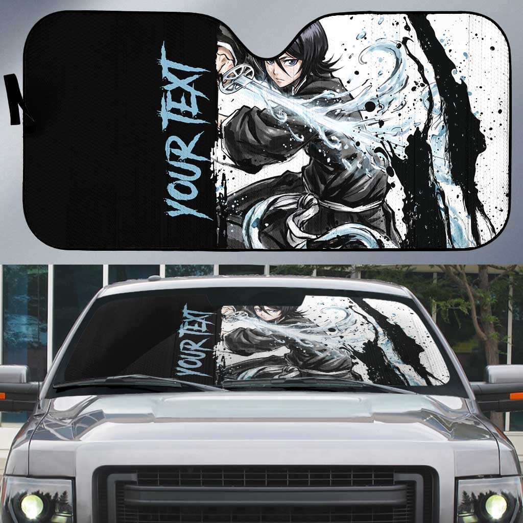 Personalized Rukia Kuchiki Auto Sun Shade Ink Splash Anime Brush Style