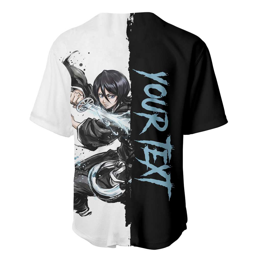Personalized Rukia Kuchiki Baseball Jersey Ink Splash Anime Brush Style