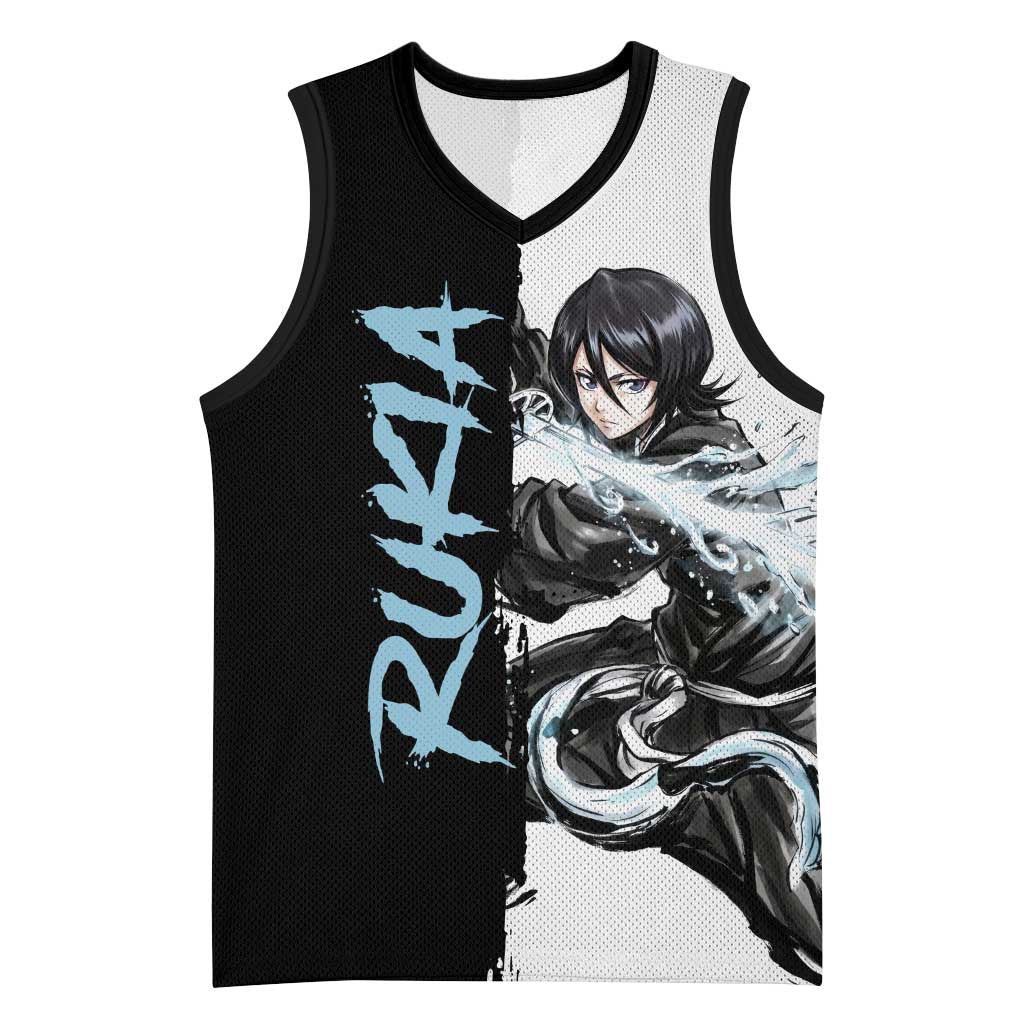 Personalized Rukia Kuchiki Basketball Jersey Ink Splash Anime Brush Style
