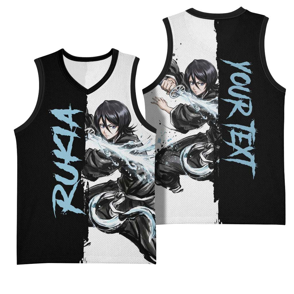 Personalized Rukia Kuchiki Basketball Jersey Ink Splash Anime Brush Style