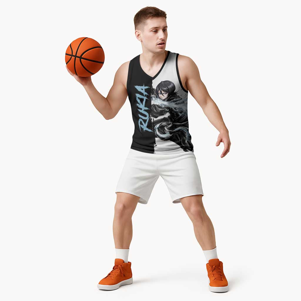 Personalized Rukia Kuchiki Basketball Jersey Ink Splash Anime Brush Style