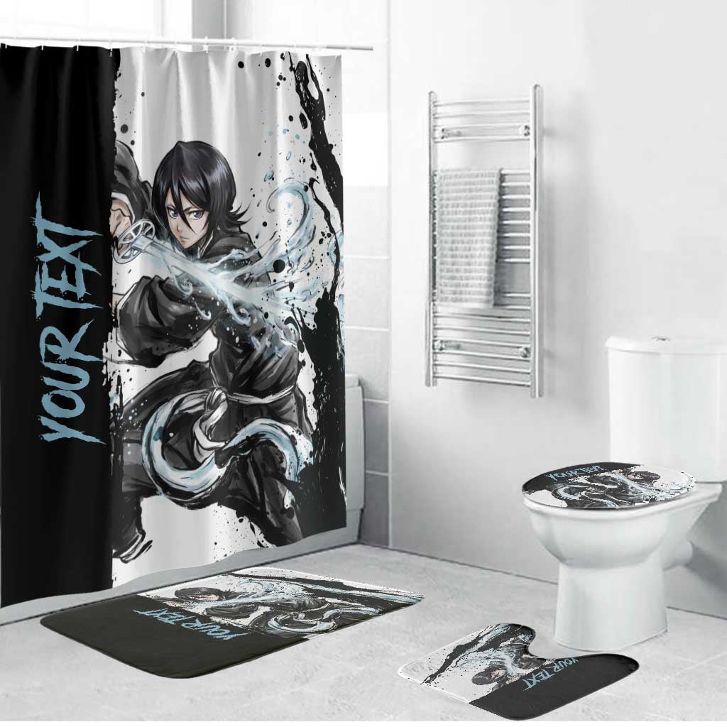 Personalized Rukia Kuchiki Bathroom Set Ink Splash Anime Brush Style