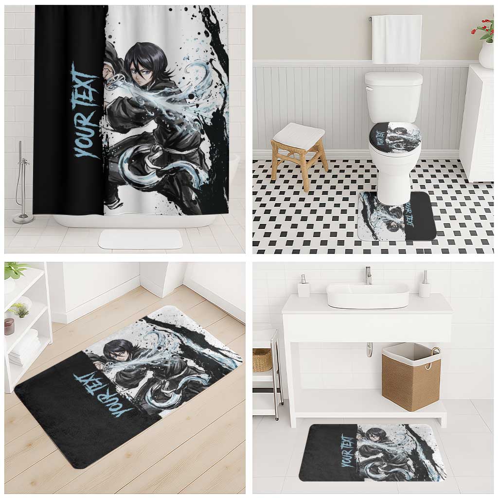 Personalized Rukia Kuchiki Bathroom Set Ink Splash Anime Brush Style