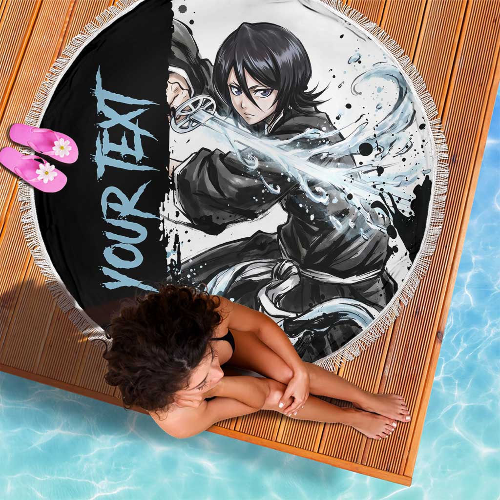Personalized Rukia Kuchiki Beach Blanket Ink Splash Anime Brush Style