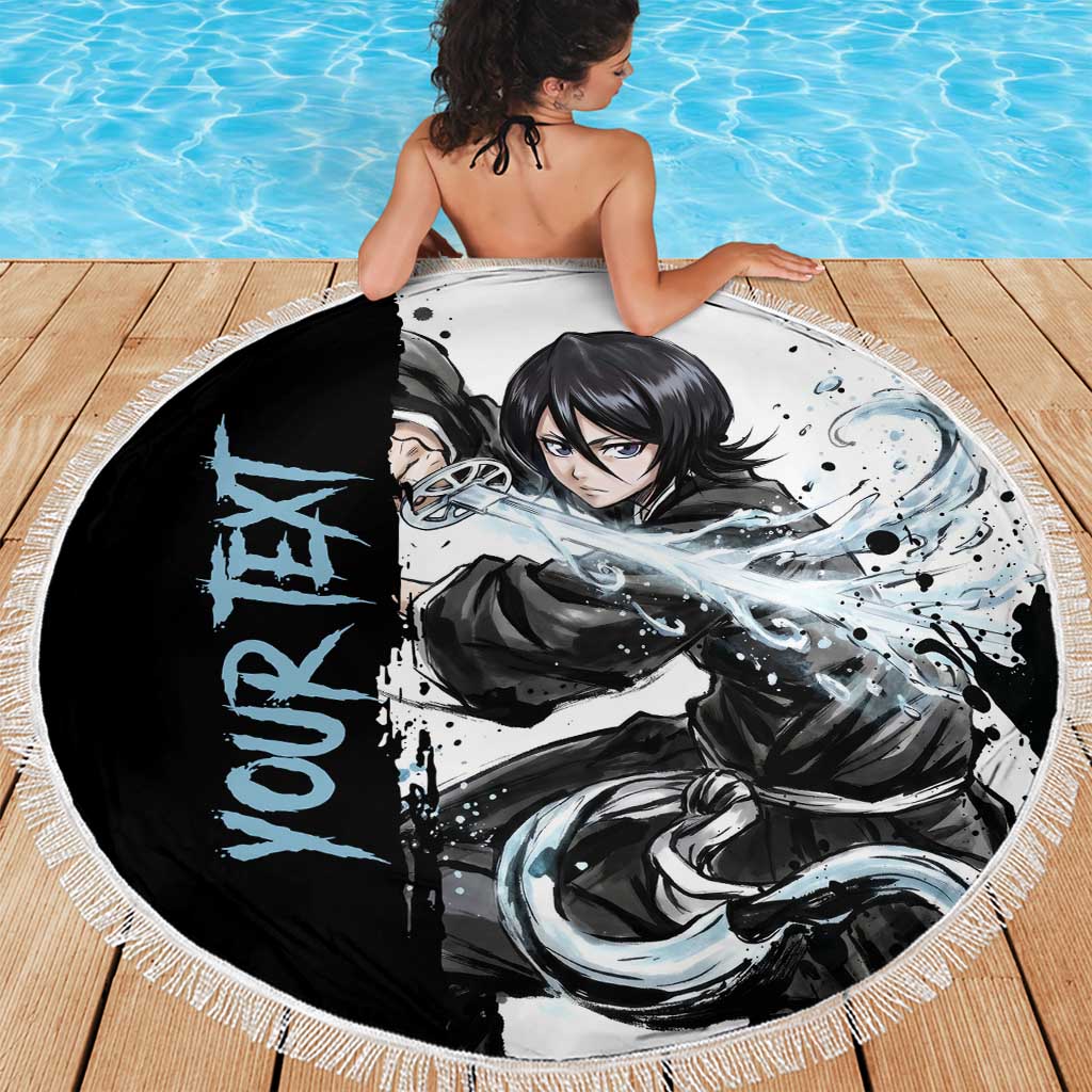 Personalized Rukia Kuchiki Beach Blanket Ink Splash Anime Brush Style