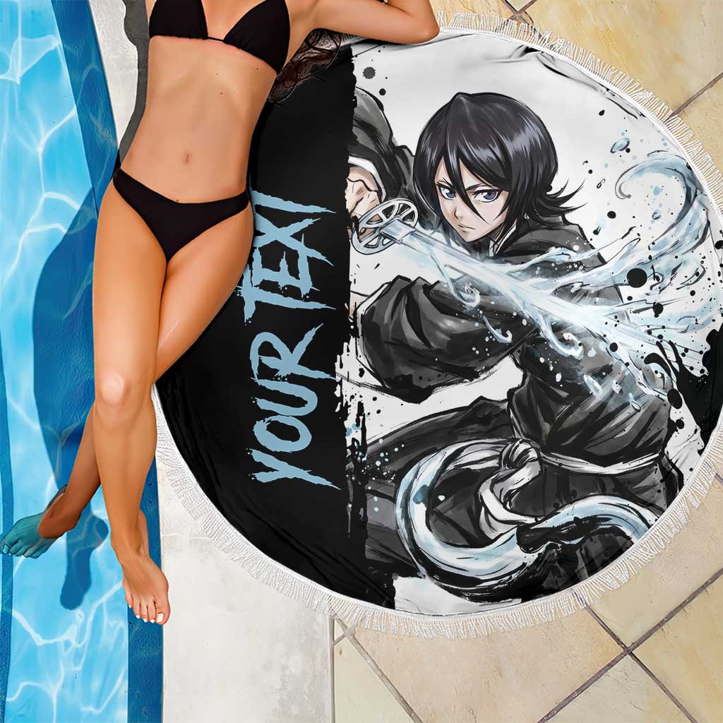 Personalized Rukia Kuchiki Beach Blanket Ink Splash Anime Brush Style