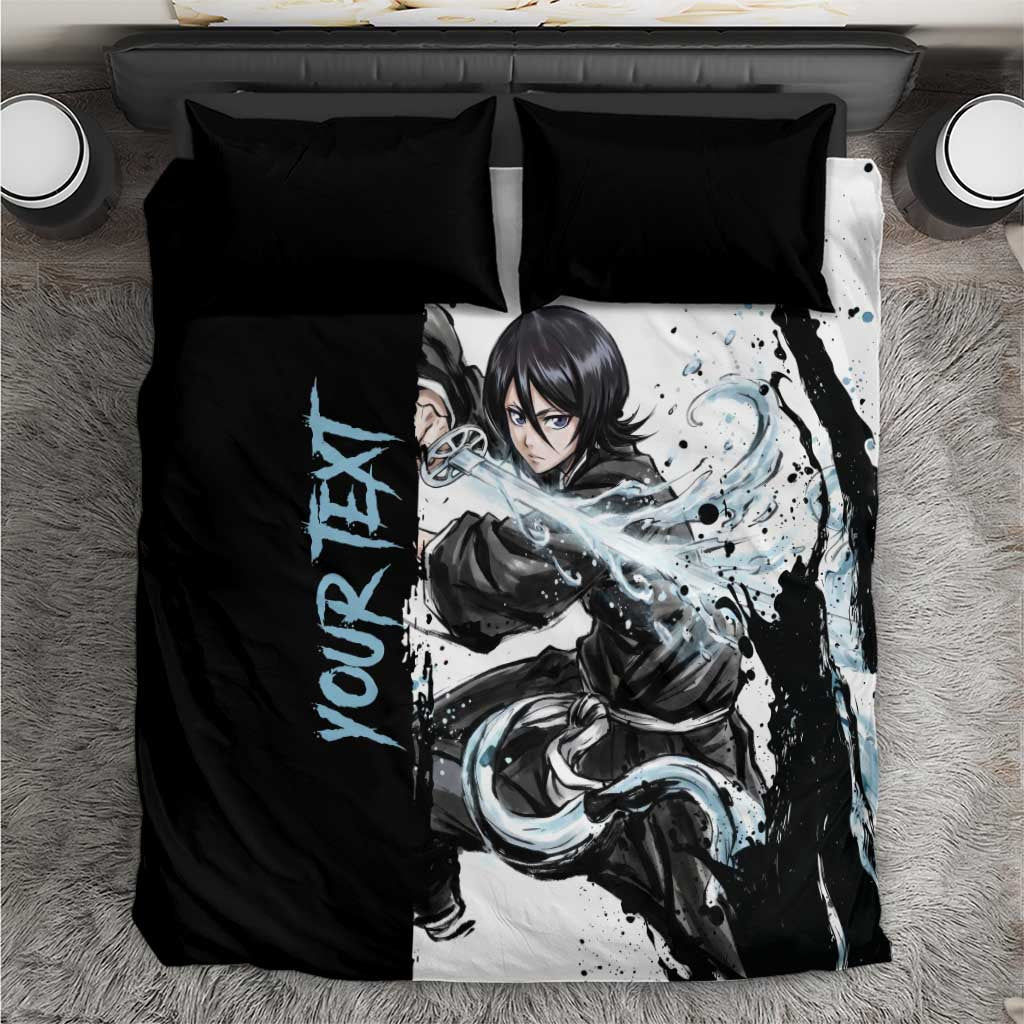 Personalized Rukia Kuchiki Bedding Set Ink Splash Anime Brush Style