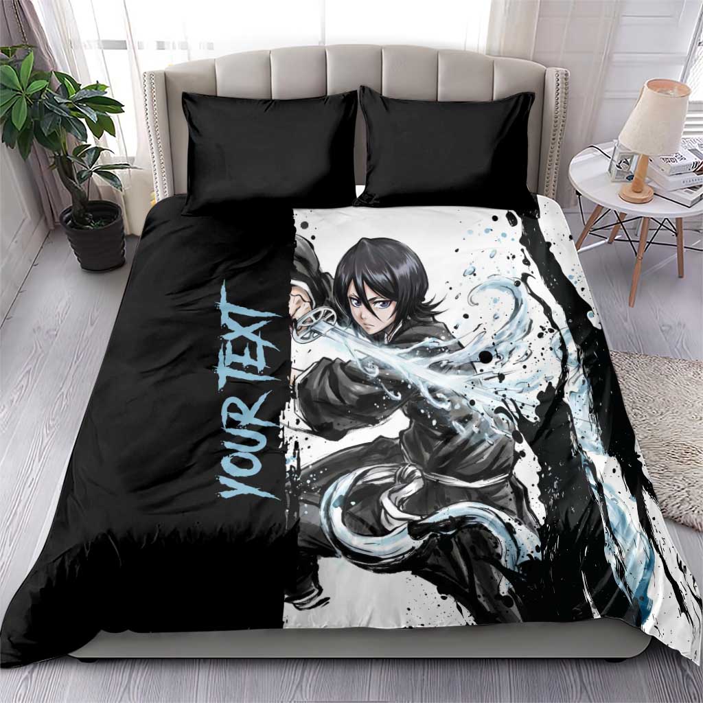 Personalized Rukia Kuchiki Bedding Set Ink Splash Anime Brush Style