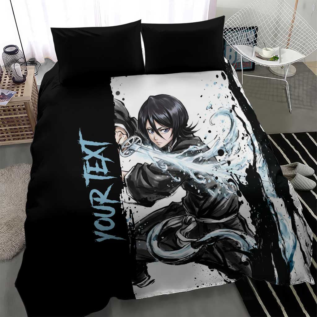 Personalized Rukia Kuchiki Bedding Set Ink Splash Anime Brush Style