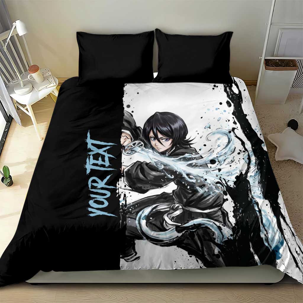 Personalized Rukia Kuchiki Bedding Set Ink Splash Anime Brush Style