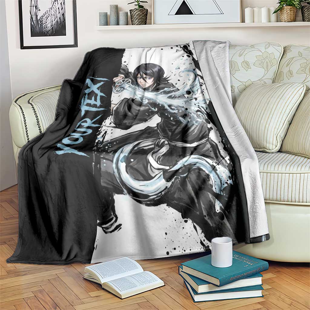 Personalized Rukia Kuchiki Blanket Ink Splash Anime Brush Style