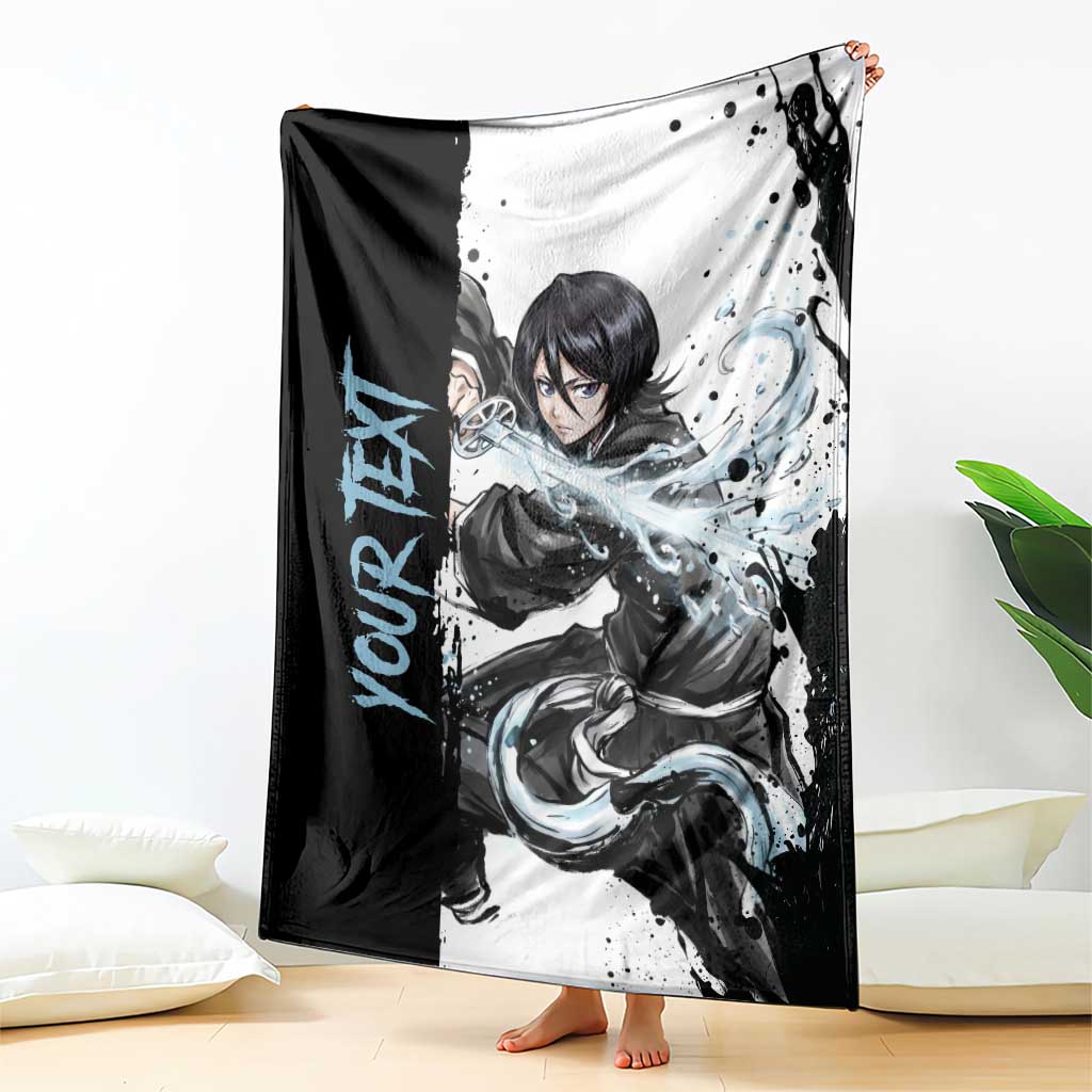 Personalized Rukia Kuchiki Blanket Ink Splash Anime Brush Style