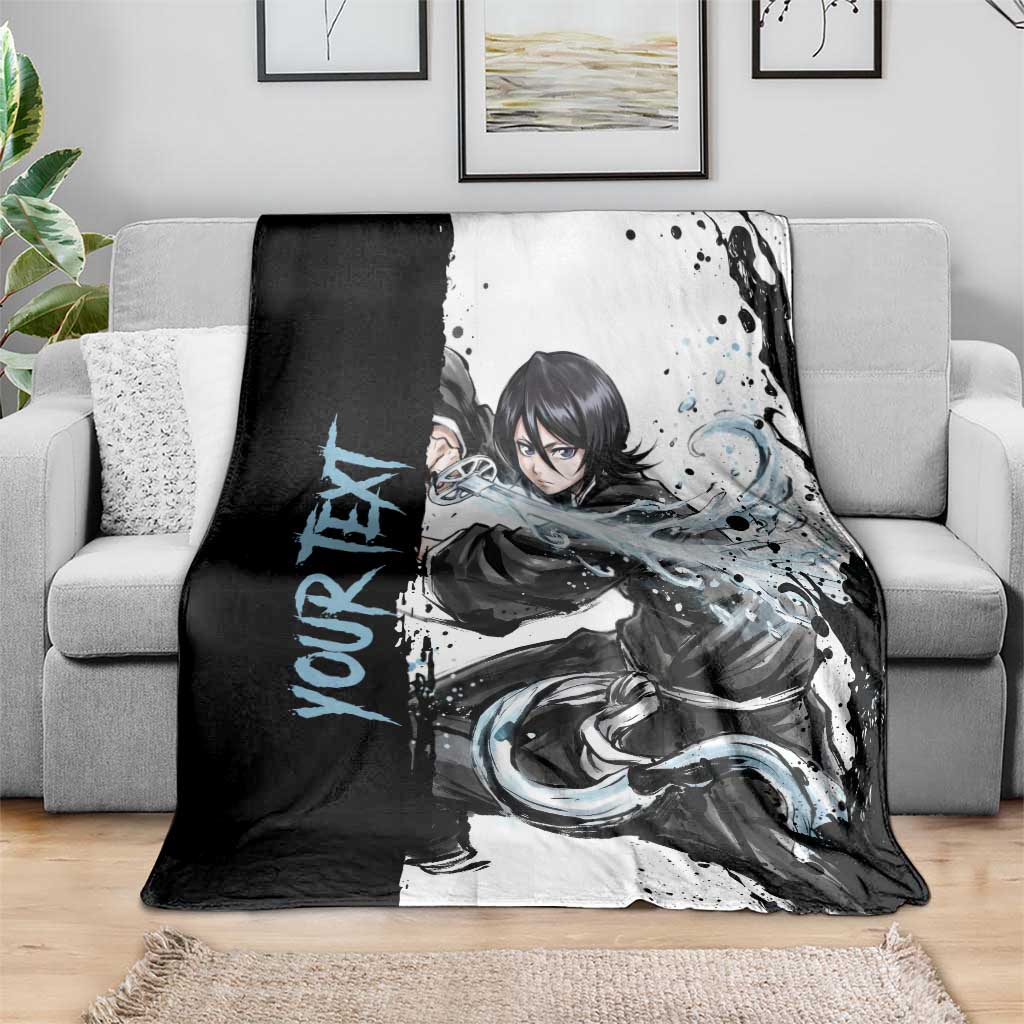 Personalized Rukia Kuchiki Blanket Ink Splash Anime Brush Style