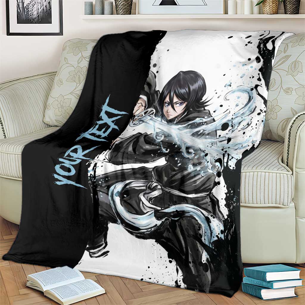 Personalized Rukia Kuchiki Blanket Ink Splash Anime Brush Style
