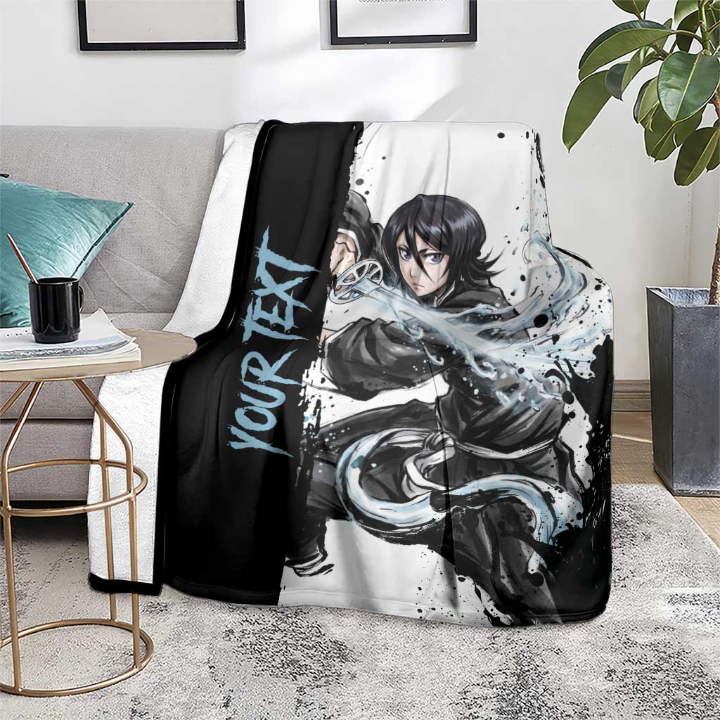 Personalized Rukia Kuchiki Blanket Ink Splash Anime Brush Style