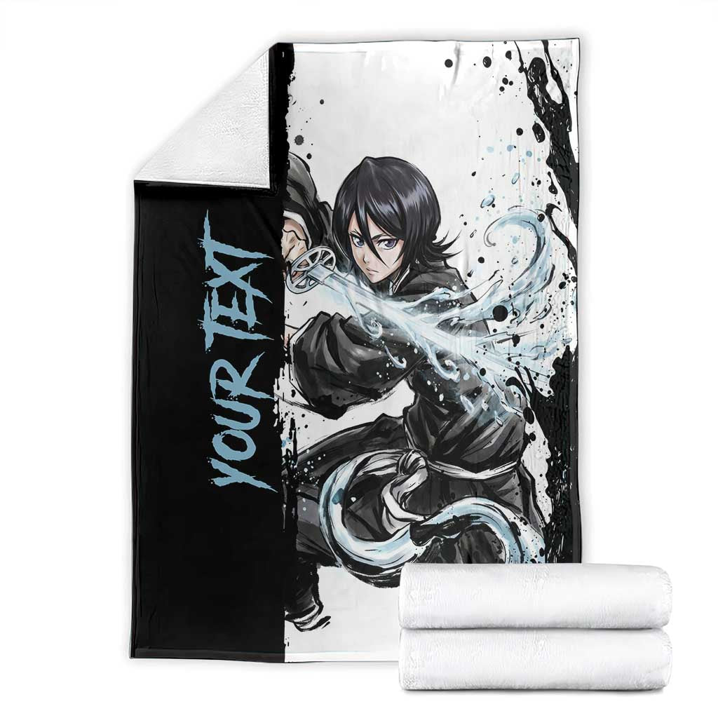 Personalized Rukia Kuchiki Blanket Ink Splash Anime Brush Style
