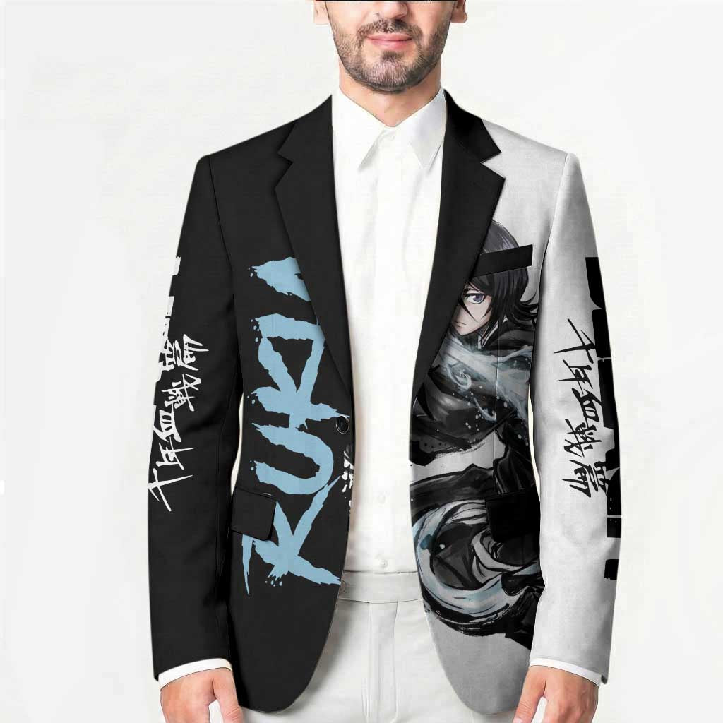 Personalized Rukia Kuchiki Blazer Ink Splash Anime Brush Style