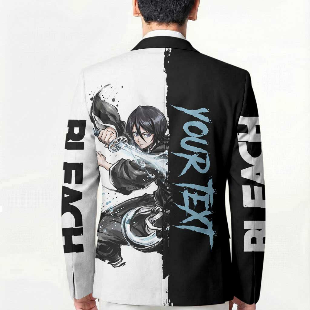 Personalized Rukia Kuchiki Blazer Ink Splash Anime Brush Style