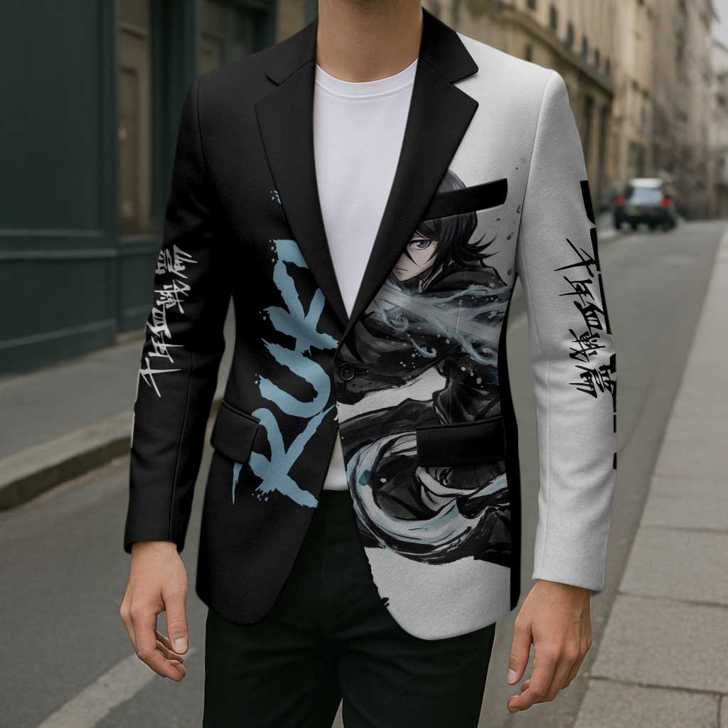 Personalized Rukia Kuchiki Blazer Ink Splash Anime Brush Style