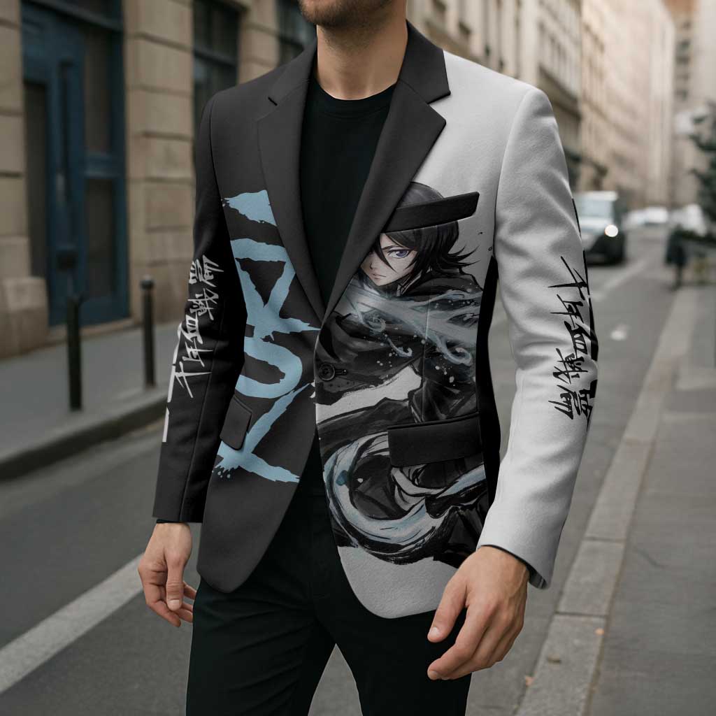 Personalized Rukia Kuchiki Blazer Ink Splash Anime Brush Style