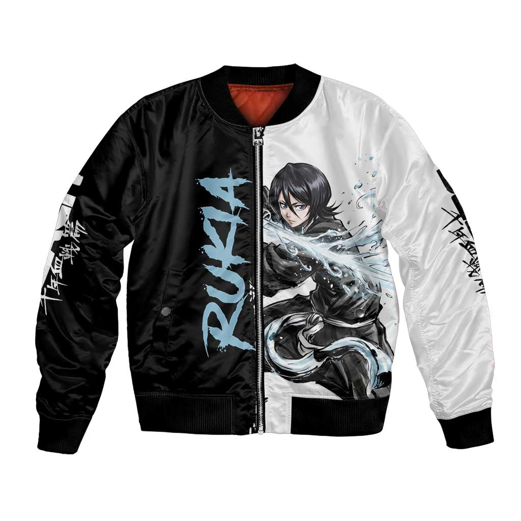 Personalized Rukia Kuchiki Bomber Jacket Ink Splash Anime Brush Style