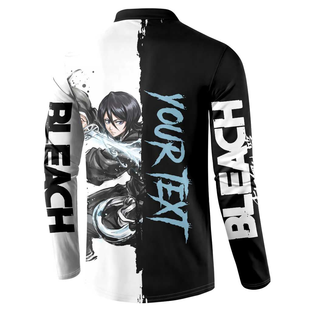 Personalized Rukia Kuchiki Button Sweatshirt Ink Splash Anime Brush Style