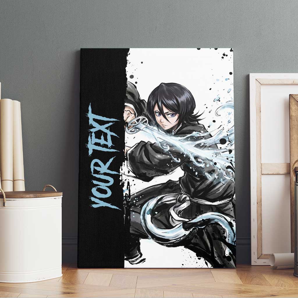 Personalized Rukia Kuchiki Canvas Wall Art Ink Splash Anime Brush Style